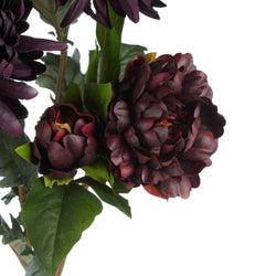 Rogue Vanda Chrysanthemum Peony Mix Bouquet Burgundy & Green 40x40x70cm