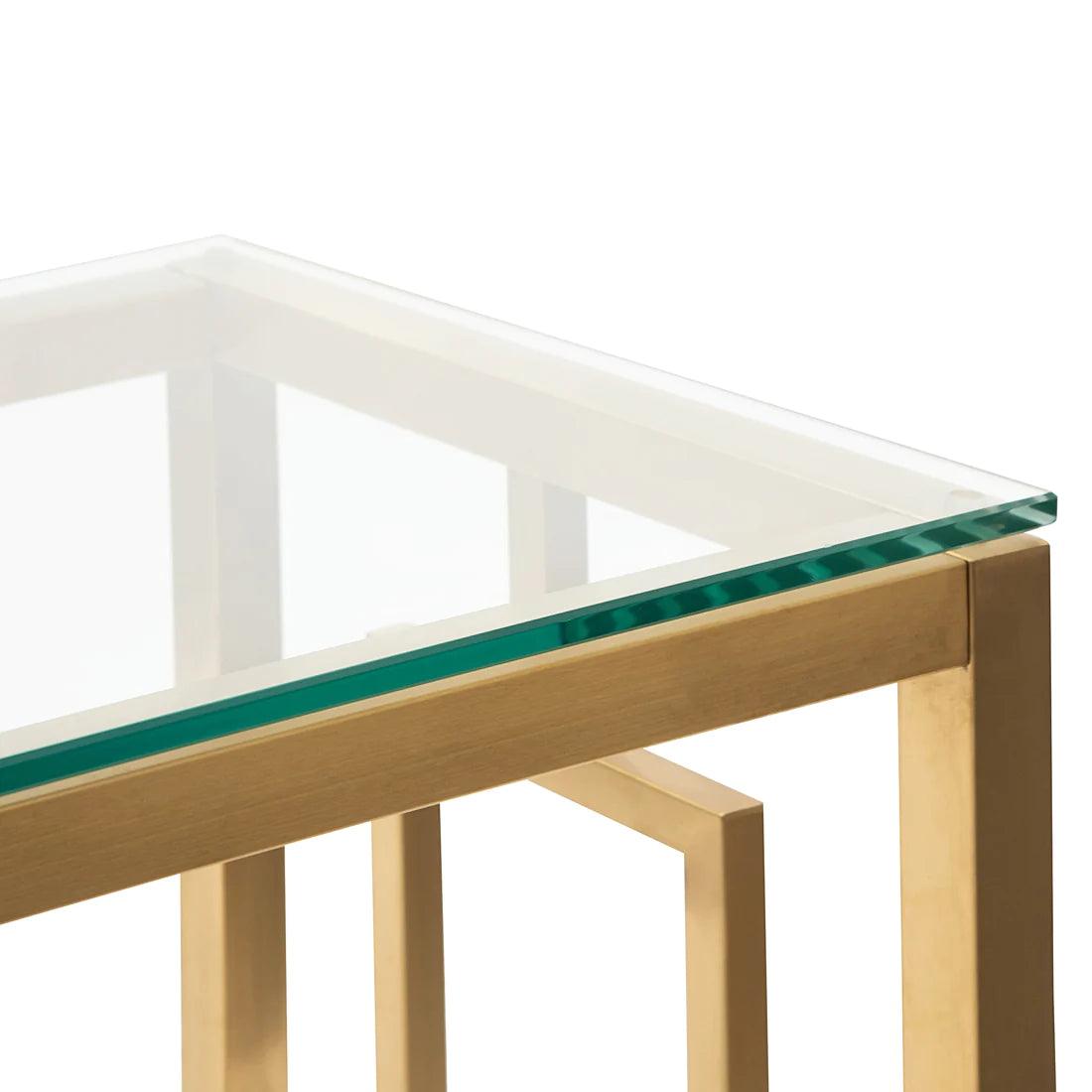 Elegant 1.2 Glass Console table - Brushed Gold Base - Furniture Castle