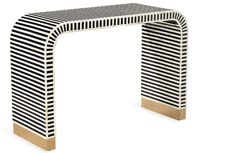 Ellie Inlay Waterfall Console - Black - Furniture Castle