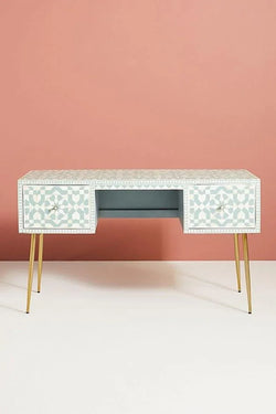 Ellie Moroccan Inlay 2Dr Console - Green - Furniture Castle
