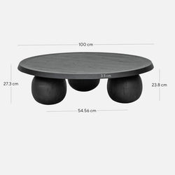 Ellme 100cm Ball Coffee Table - Full Black - Furniture Castle