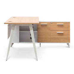 Evlyn 160cm Right Return Executive Office Desk - Natural - Furniture Castle