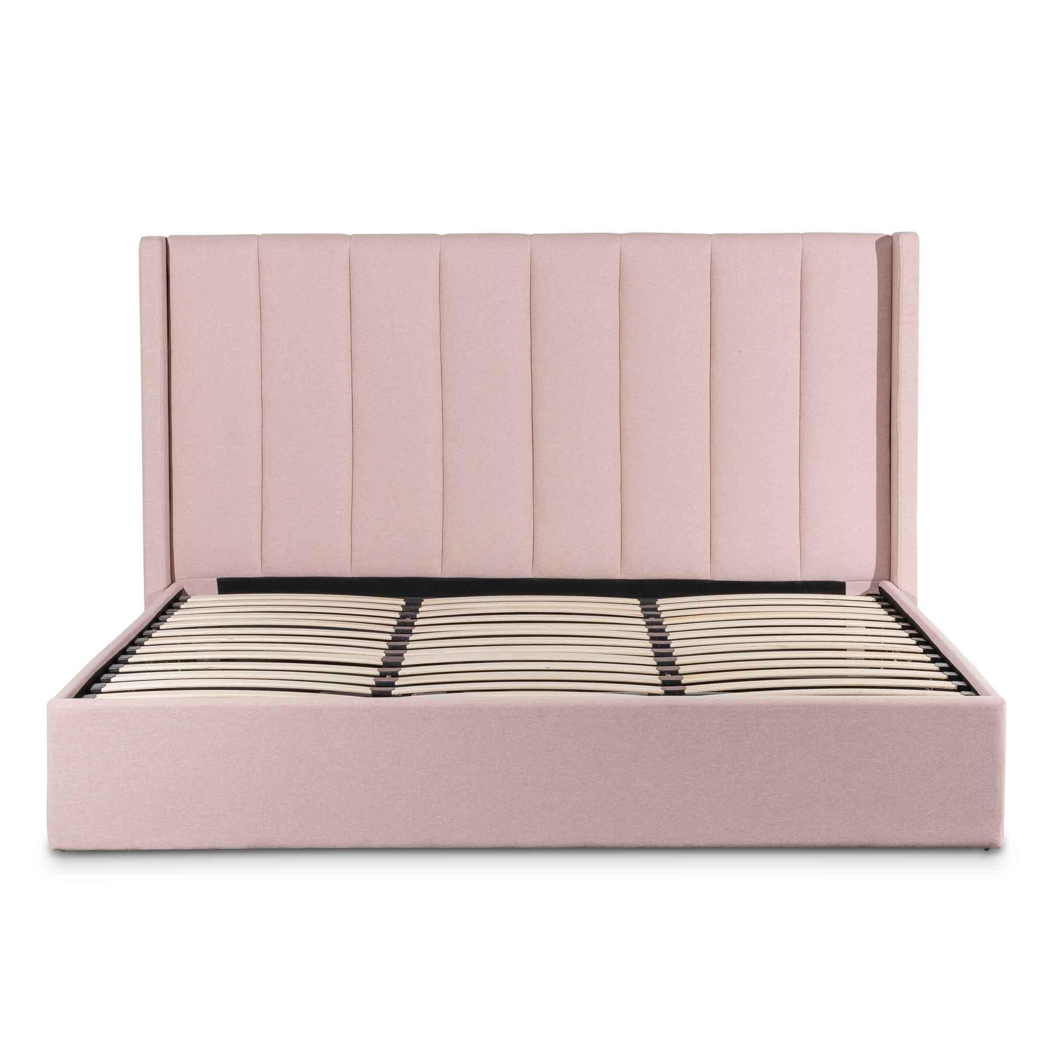 Ex Display - CBD6357-YO Fabric King Bed - Blush Pink with Storage - Furniture Castle