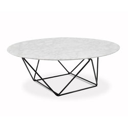 Ex Display - CCF1026 100cm Round Marble Coffee Table With Black Base - Furniture Castle