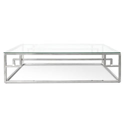 Ex Display - CCF1076-BS 1.2m Coffee Table With Tempered Glass - Stainless Steel Base - Furniture Castle