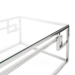 Ex Display - CCF1076-BS 1.2m Coffee Table With Tempered Glass - Stainless Steel Base - Furniture Castle