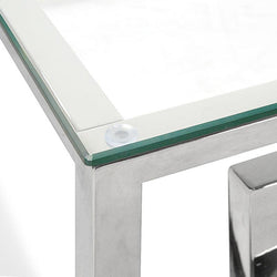 Ex Display - CCF1076-BS 1.2m Coffee Table With Tempered Glass - Stainless Steel Base - Furniture Castle