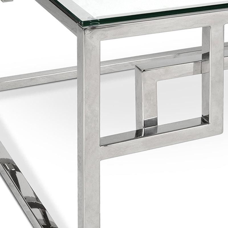 Ex Display - CCF1076-BS 1.2m Coffee Table With Tempered Glass - Stainless Steel Base - Furniture Castle