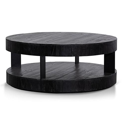 Ex Display - CCF6482-NI 100cm Round Coffee Table - Full Black - Furniture Castle