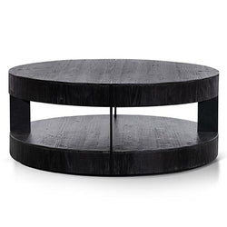Ex Display - CCF6482-NI 100cm Round Coffee Table - Full Black - Furniture Castle