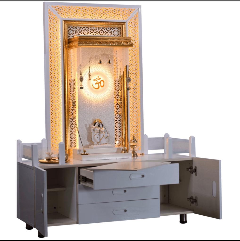 F C Decorative Home Temple With Extra Storage And LED Lighting - Furniture Castle