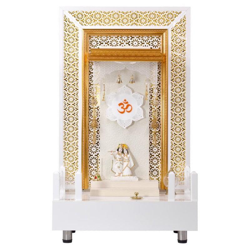 F C Home Temple Pooja Mandir With Legs, LED Lighting and Drawer Storage - Furniture Castle