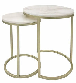 FC Ben Side Table Set of 2 Matt Gold - Furniture Castle