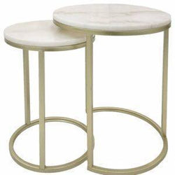 FC Ben Side Table Set of 2 Matt Gold - Furniture Castle