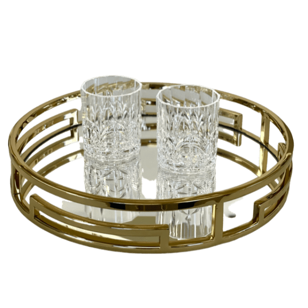 FC Gold Versace Link Tray 38Cm Round - Furniture Castle