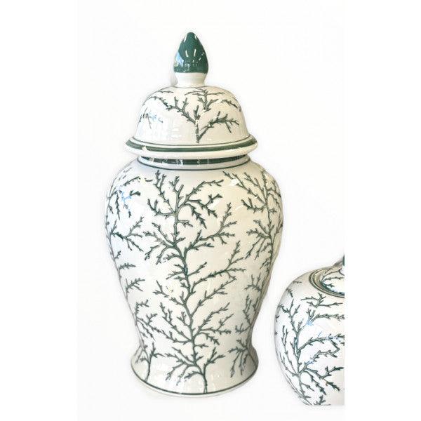 FC Green & White Ginger Jar Large 46cm - Furniture Castle