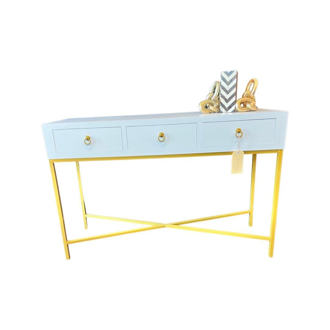 FC Howard Console White With Golden Base - Furniture Castle