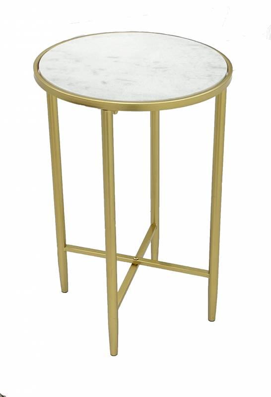 FC Milo Gold Side Table Marble - Furniture Castle