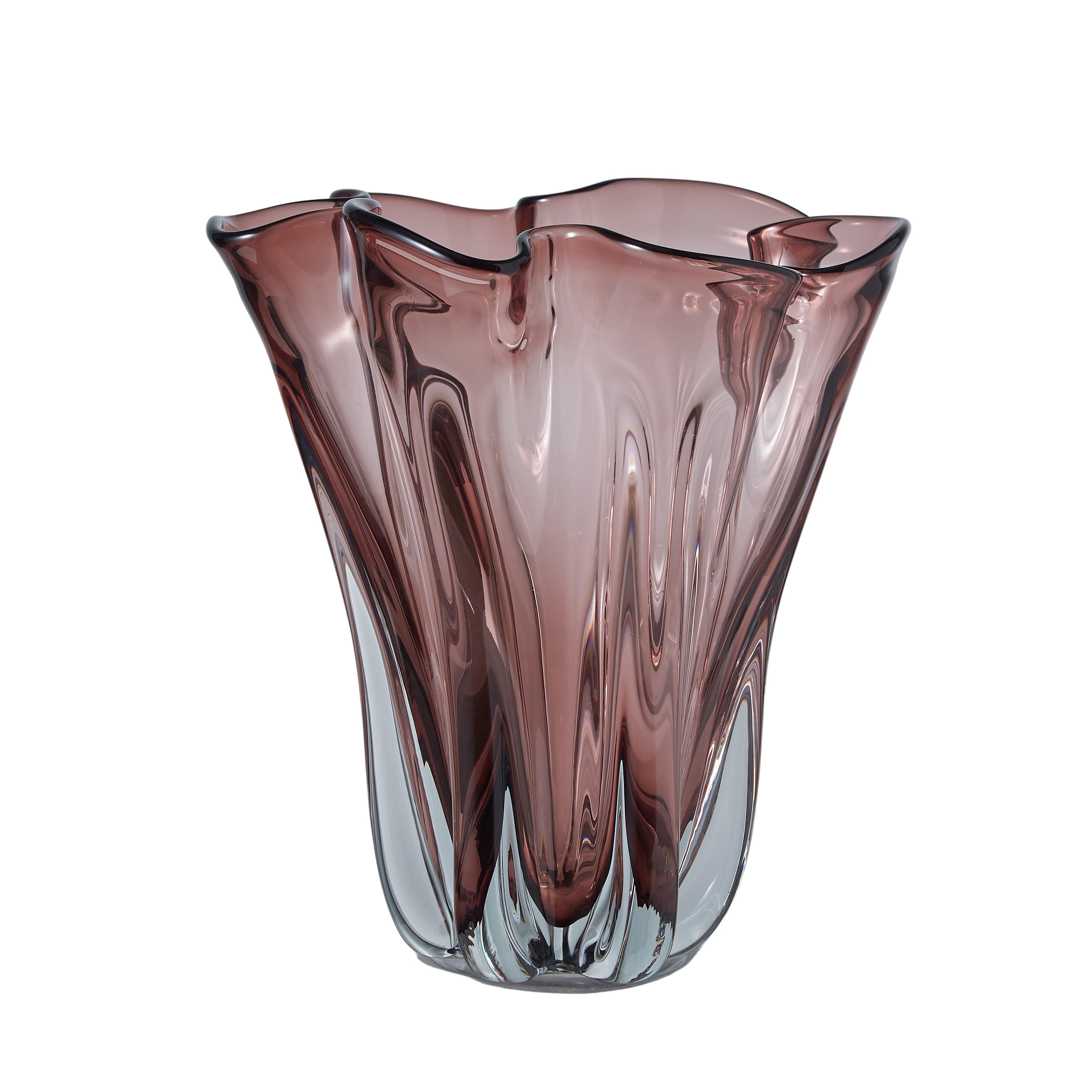 FC Wavy Glass Vase Plum 23x23x26cm - Furniture Castle