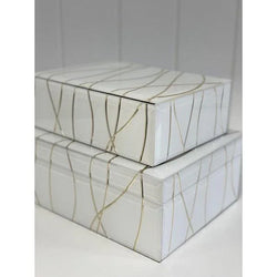 FC White & Gold Lines Jewel Box 26 X 18 X 10 LR - Furniture Castle