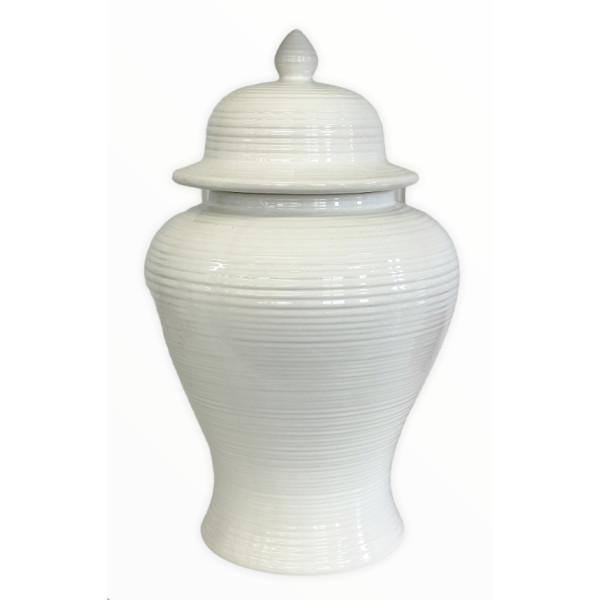 FC White Ripple Ceramic Jar 40cm - Furniture Castle