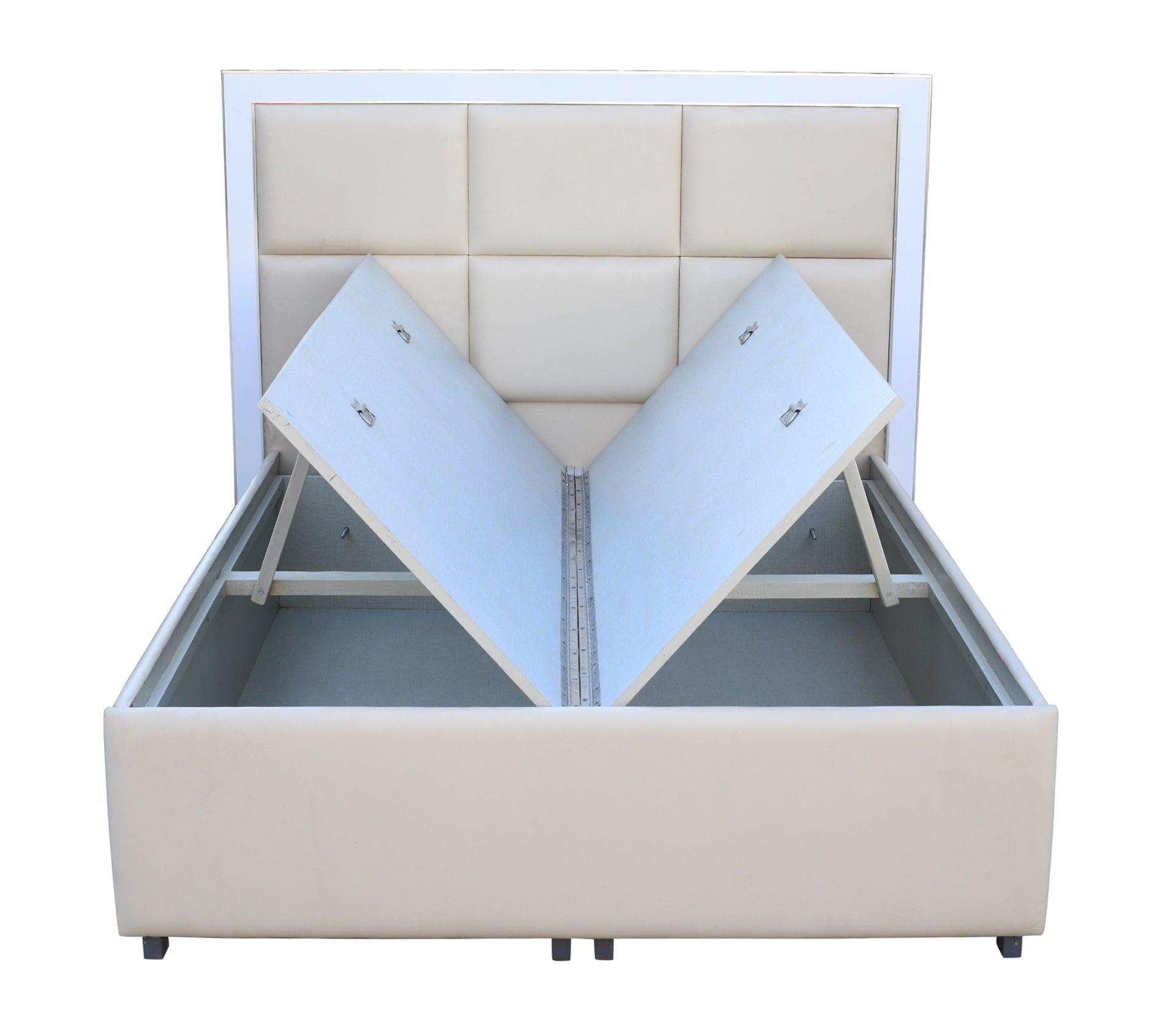 Fiona Beige Queen Bed With Storage - Furniture Castle
