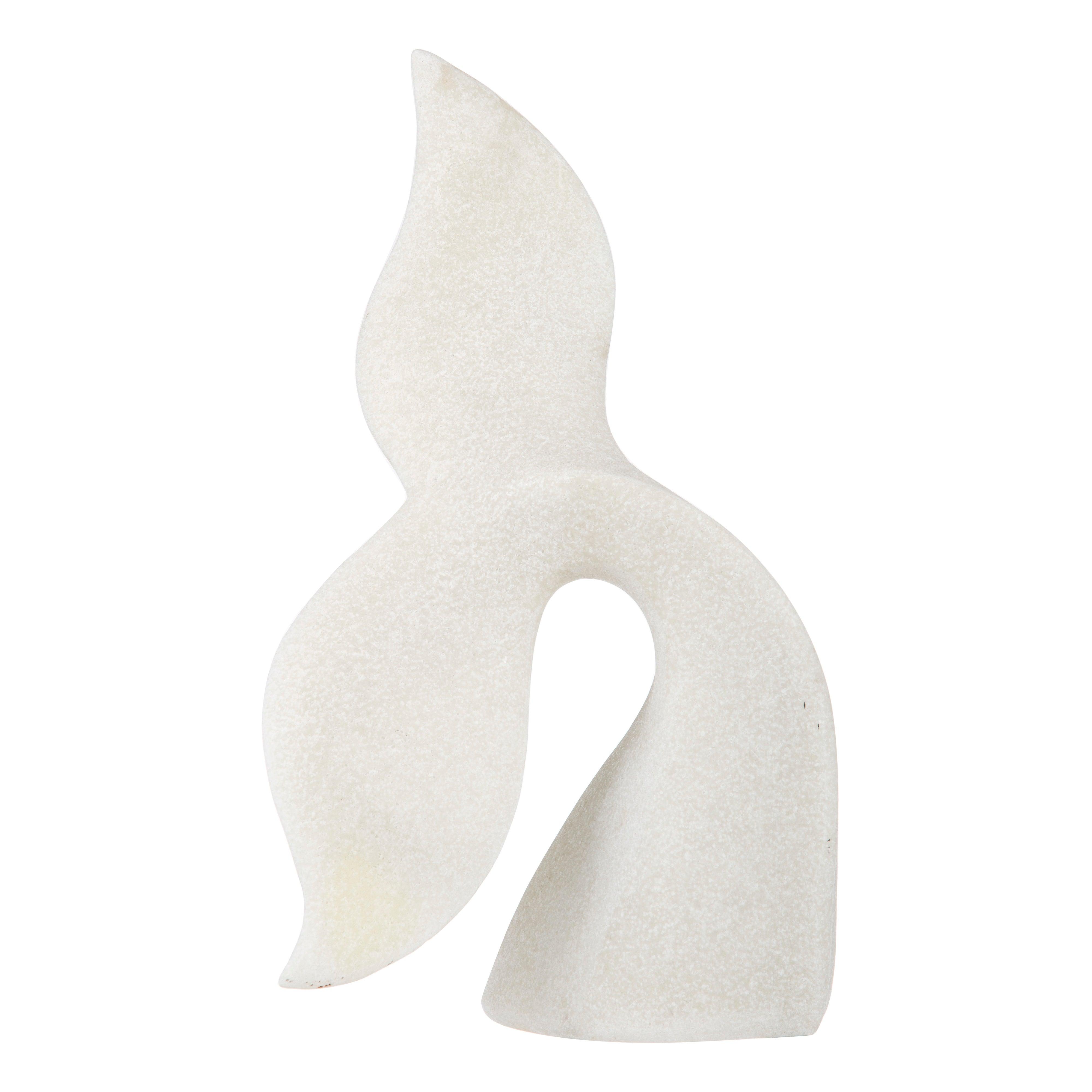 Fish Tail Sculpture White 18X13X30cm - Furniture Castle