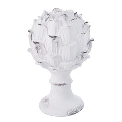Floral Distressed Finial White 20x20x30.5cm - Furniture Castle