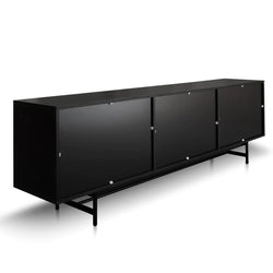 Flute Glass Door Black 2.1m Wooden Entertainment TV Unit - Furniture Castle