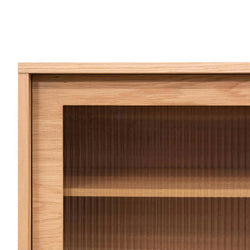 Flute Glass Door Natural 2.1m Wooden Entertainment TV Unit - Furniture Castle