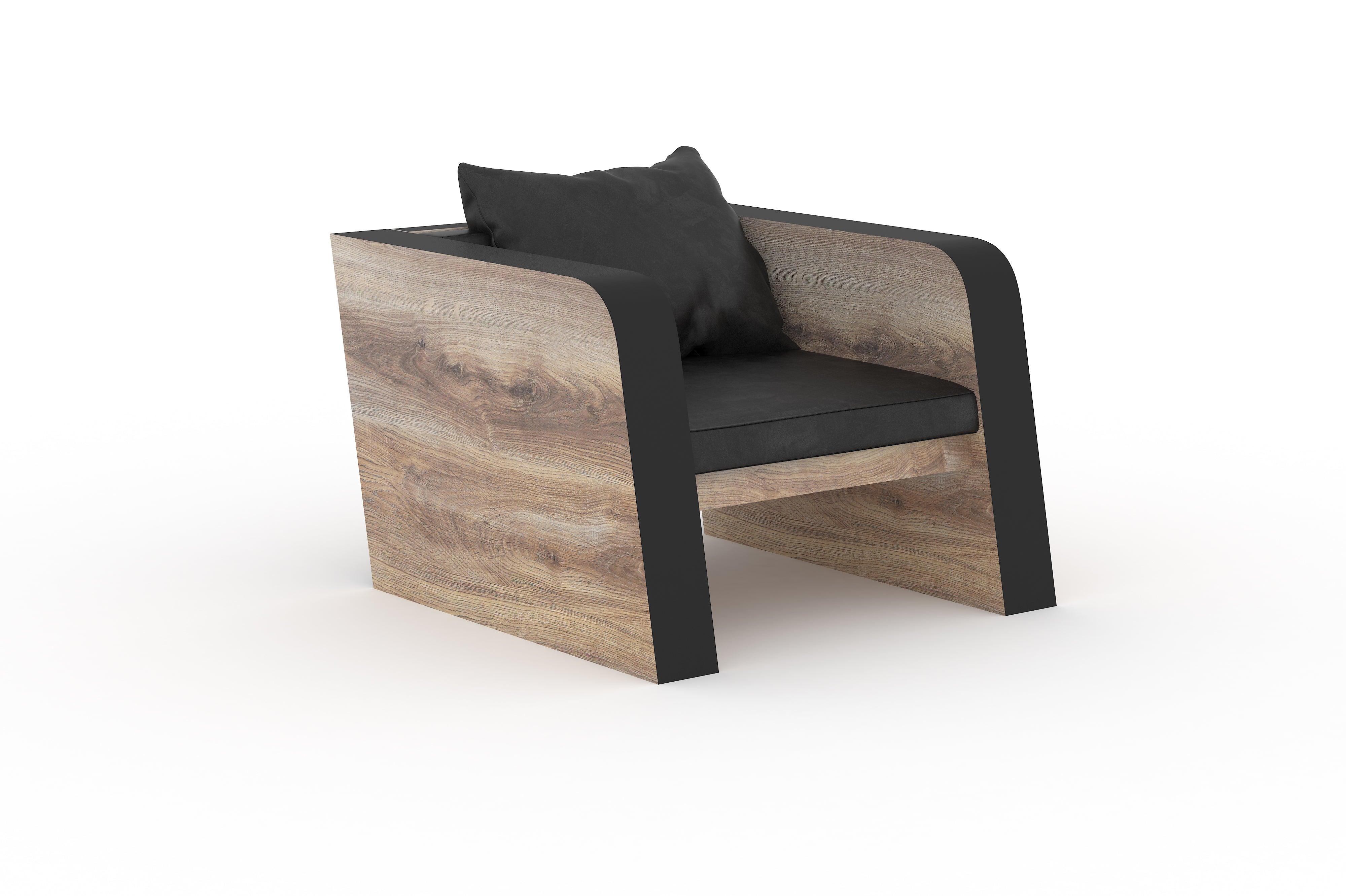 Franco Single Seater Sofa - Warm Oak & Black - Furniture Castle