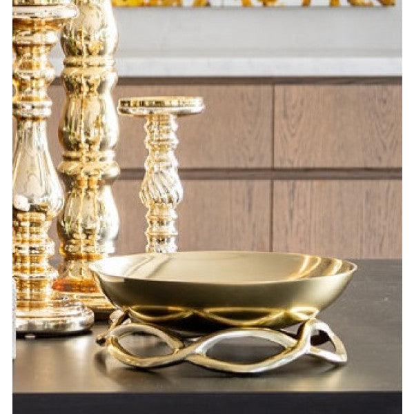 Gold Bowl on Stand 29cm - Furniture Castle