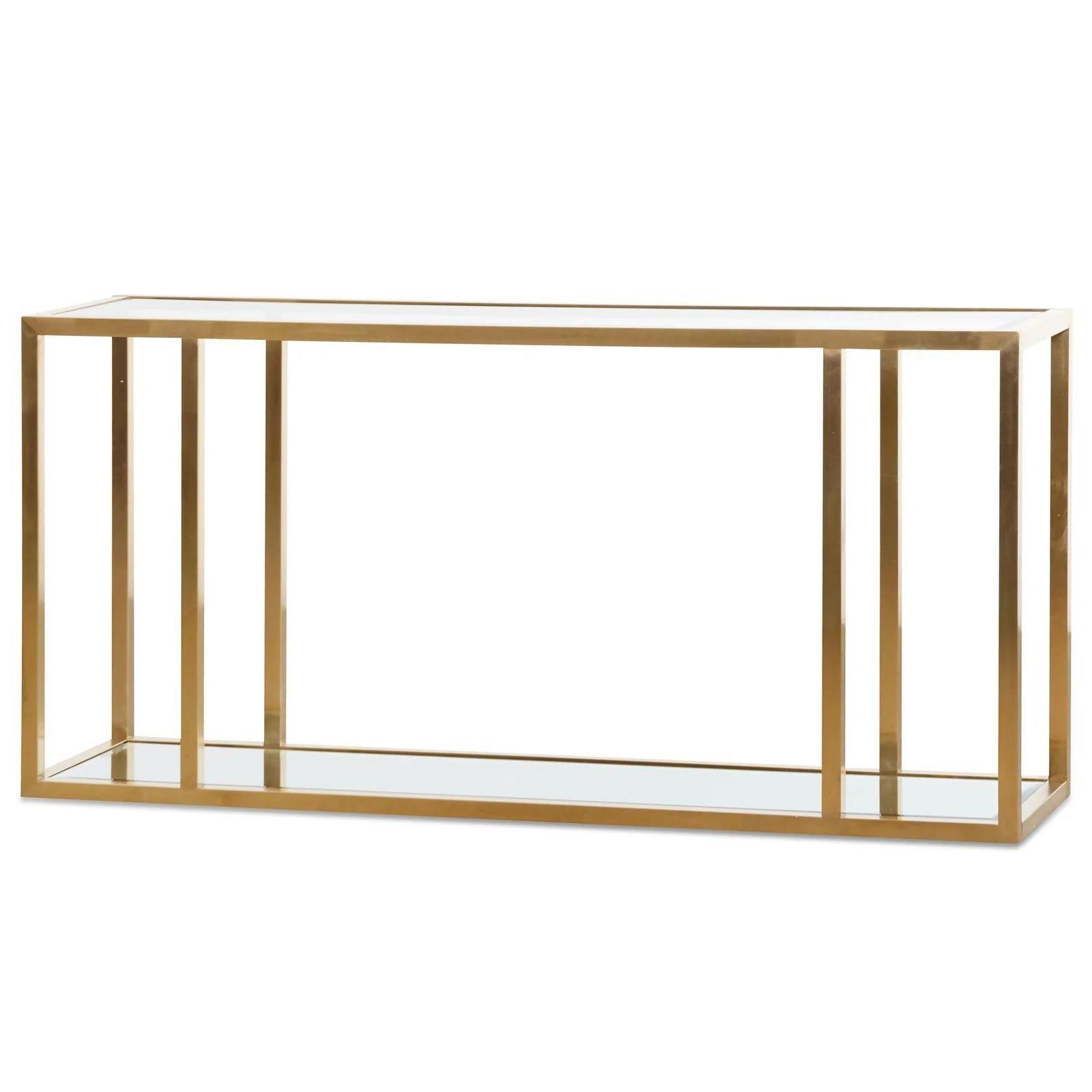 Golf Glass Console Table 1.6m - Brushed Gold - Furniture Castle