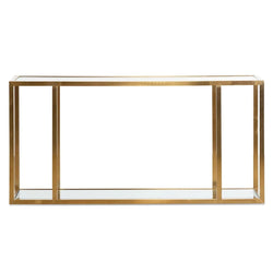 Golf Glass Console Table 1.6m - Brushed Gold - Furniture Castle