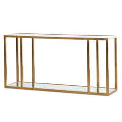 Golf Glass Console Table 1.6m - Brushed Gold - Furniture Castle