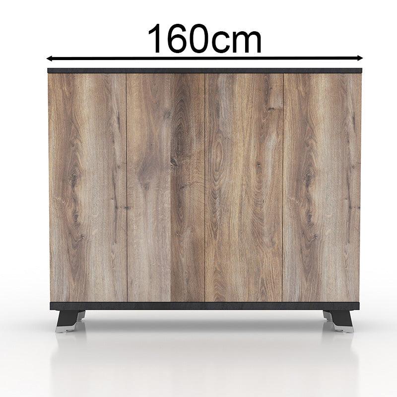 HALDIS Credenza 160cm - Warm Oak & Black - Furniture Castle