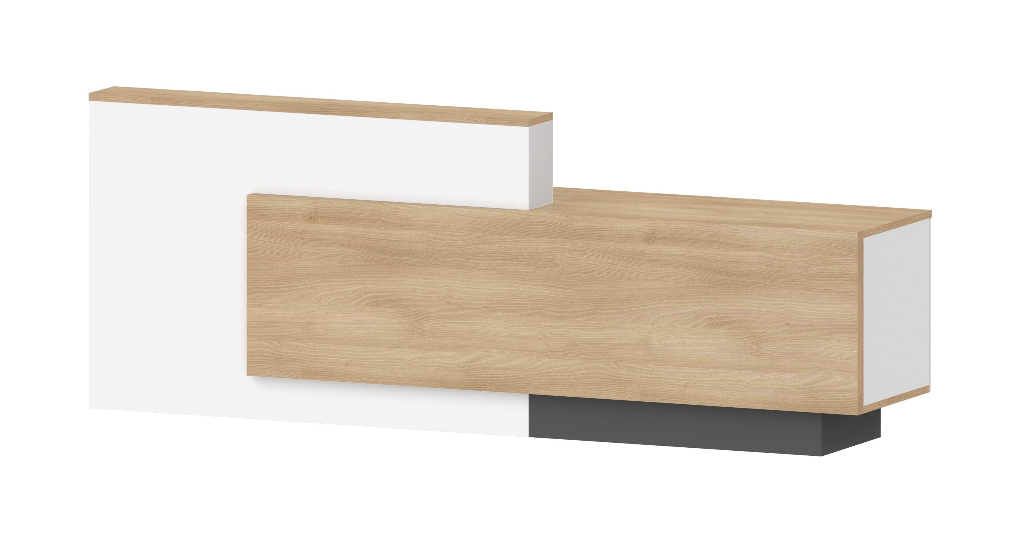 Helmer Reception Desk 2.4M Left Panel - Oak & White - Furniture Castle