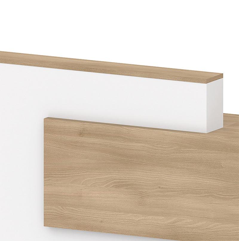 HELMER Reception Desk 2.4M Right Panel - Oak & White - Furniture Castle
