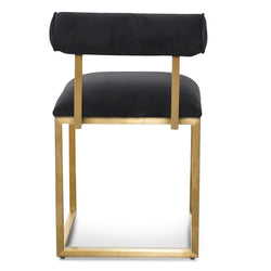 High Occasional Chair In Black Velvet - Brushed Gold Base - Furniture Castle