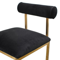 High Occasional Chair In Black Velvet - Brushed Gold Base - Furniture Castle