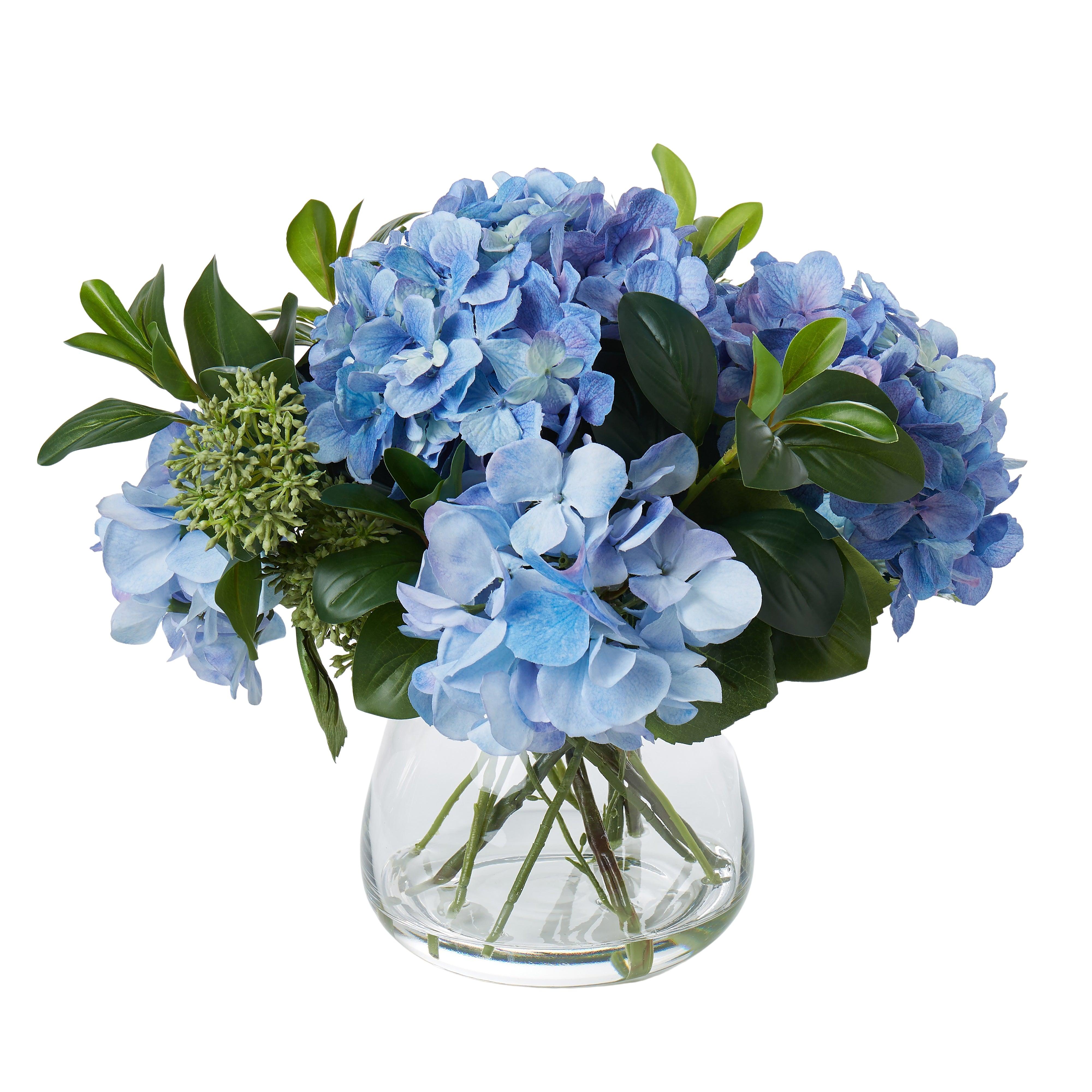 Hydrangea Mix Garden Vase Blue 36cm - Furniture Castle