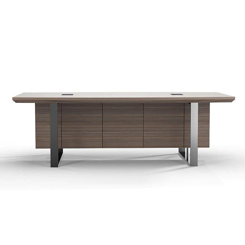 Inigo Boardroom Meeting Table 2.4M - Hazelnut & Black - Furniture Castle