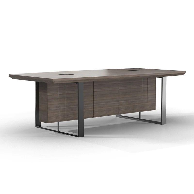 Inigo Boardroom Meeting Table 2.4M - Hazelnut & Black - Furniture Castle