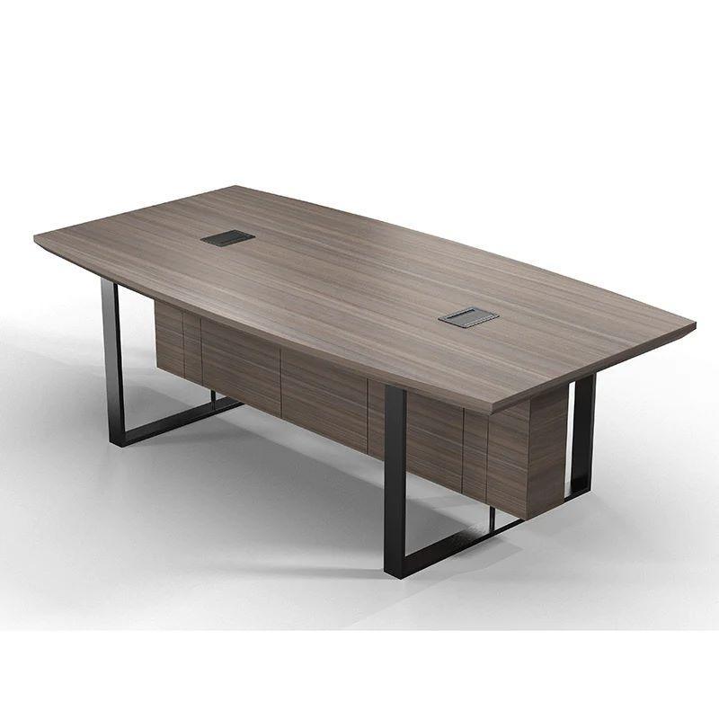 Inigo Boardroom Meeting Table 2.4M - Hazelnut & Black - Furniture Castle