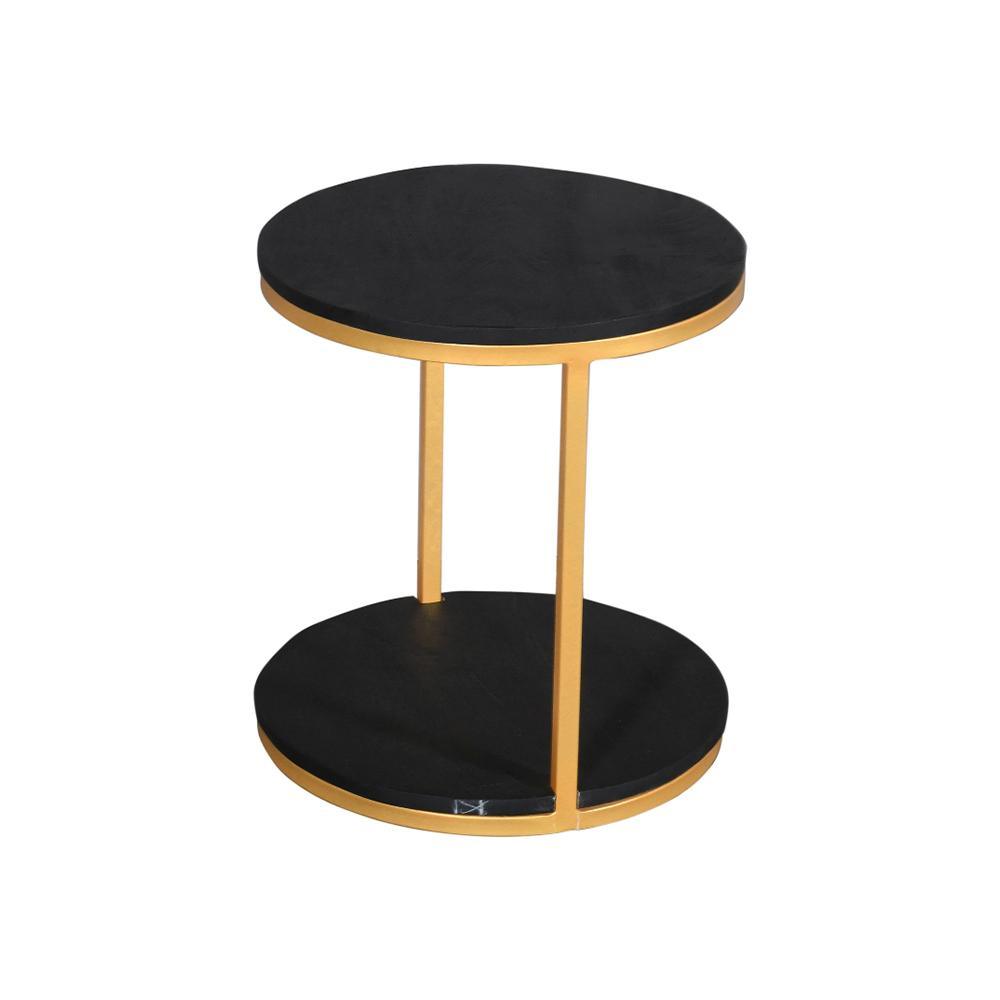 Julian Side Table 2 Tier Gold & Black - Furniture Castle