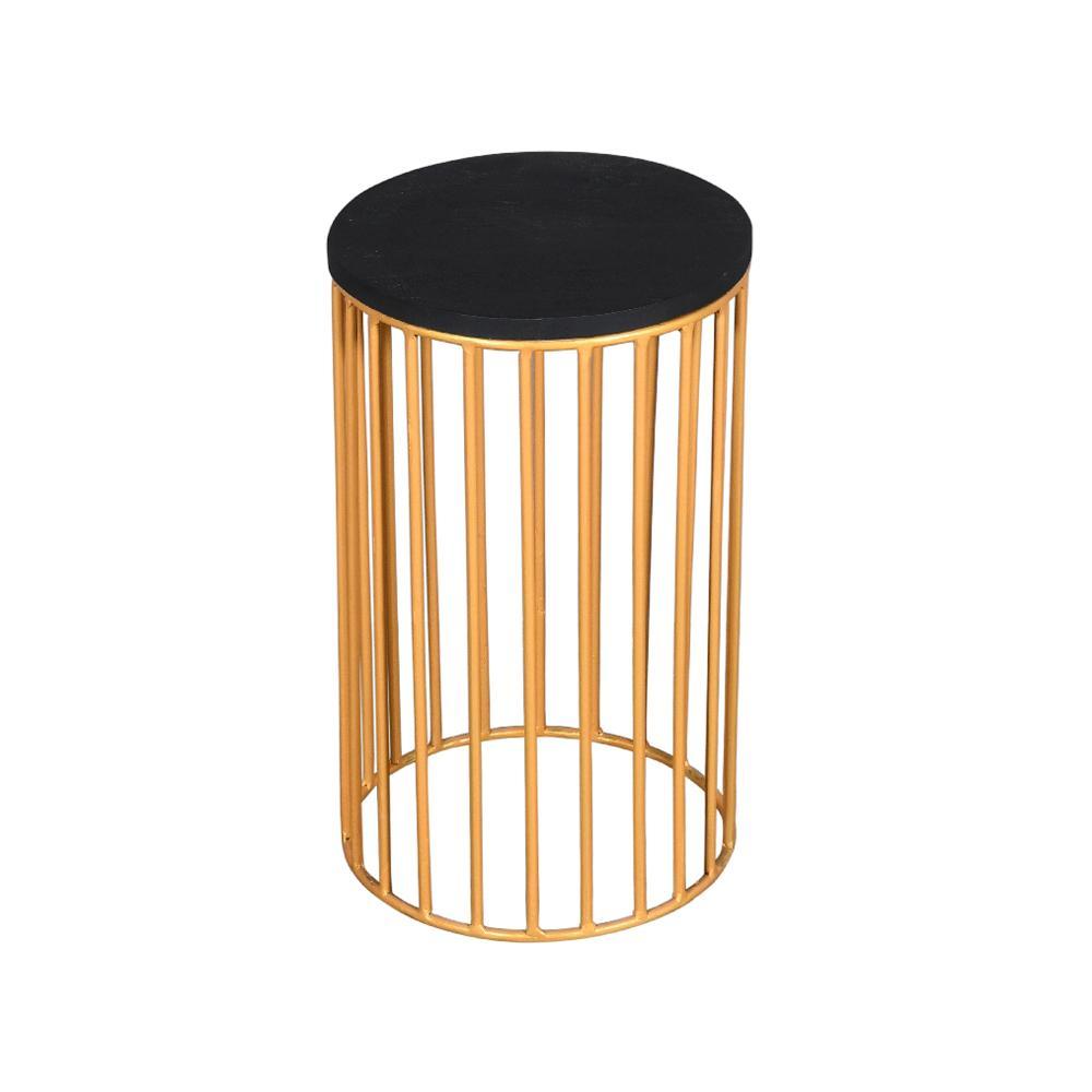 Julian Side Table Cylindrical Gold & Black - Furniture Castle