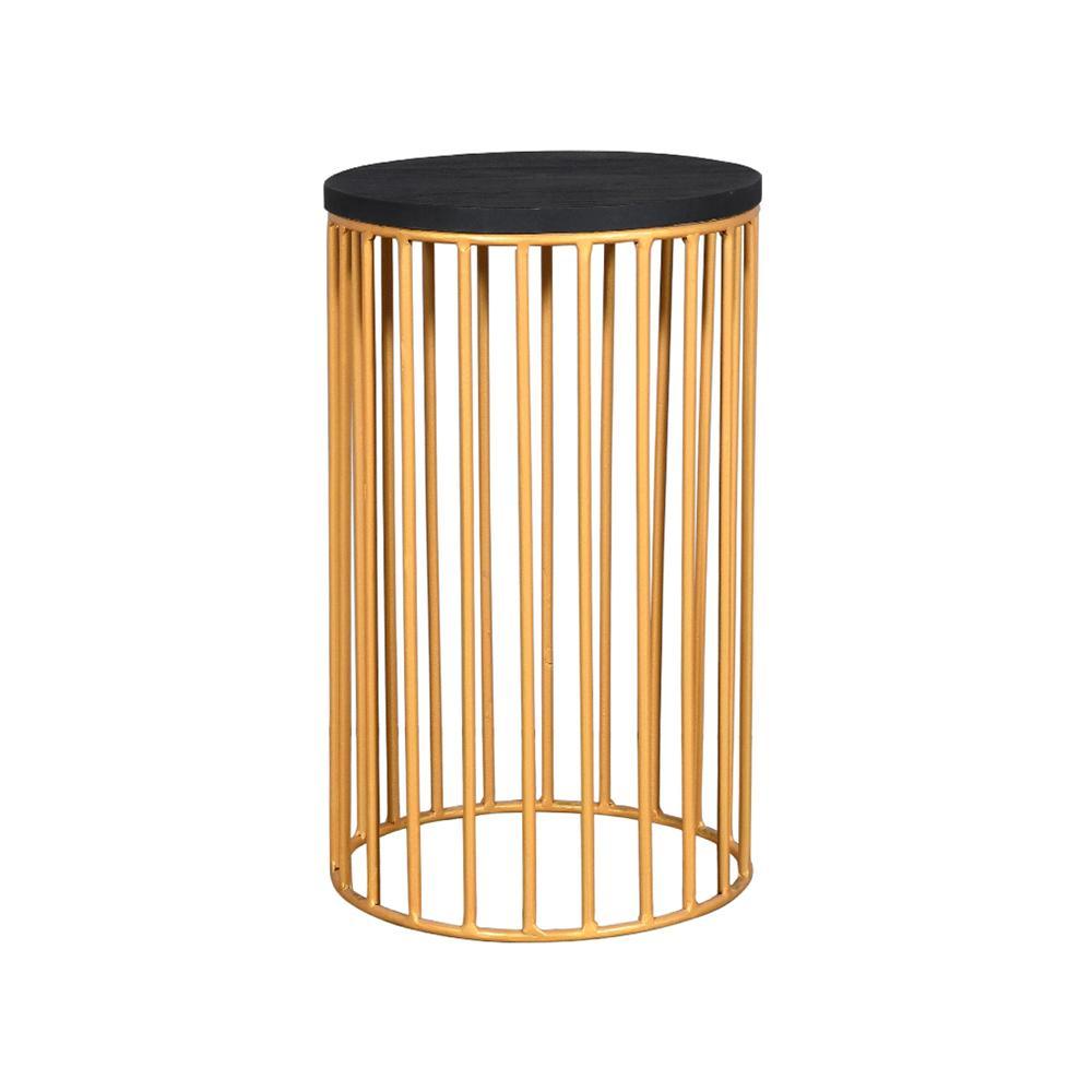 Julian Side Table Cylindrical Gold & Black - Furniture Castle