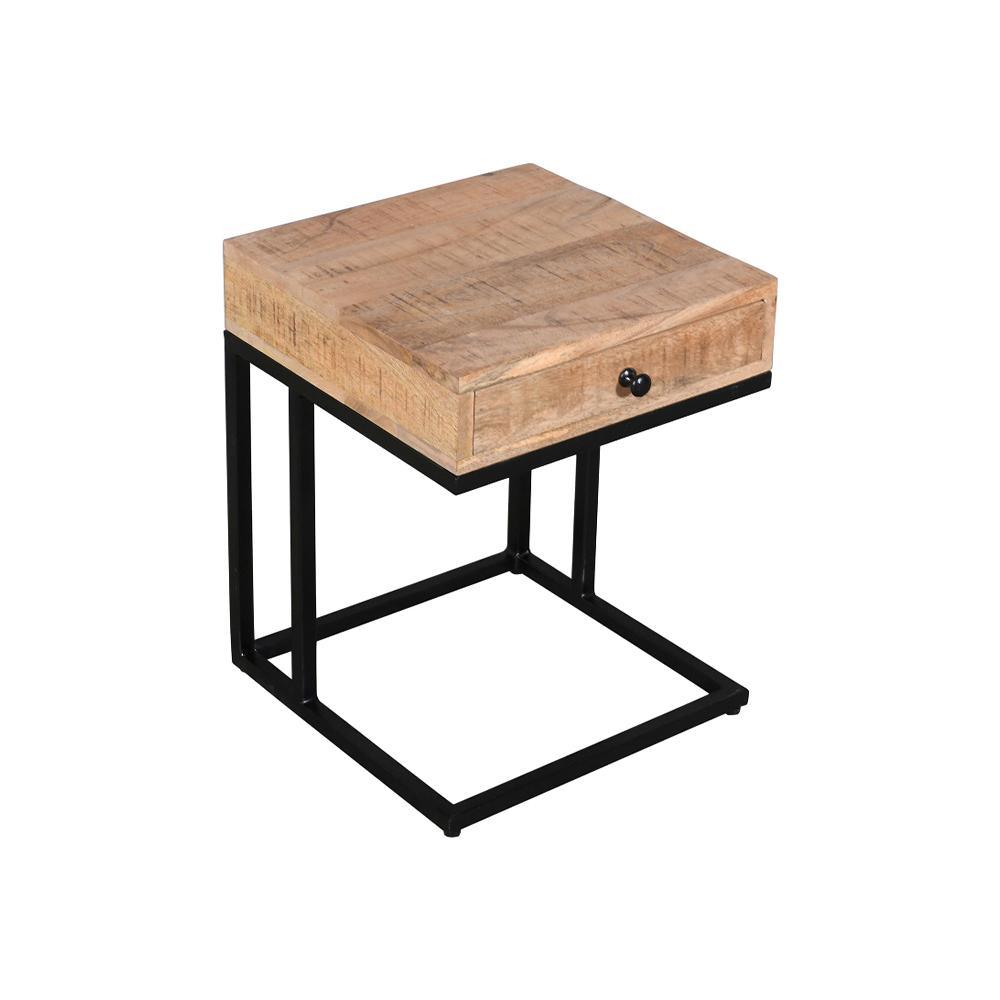Julian Side Table With Drawer Black - Furniture Castle