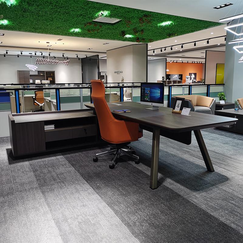 KAISON Executive Desk with Reversible Return 2M - Brown Grey - Furniture Castle