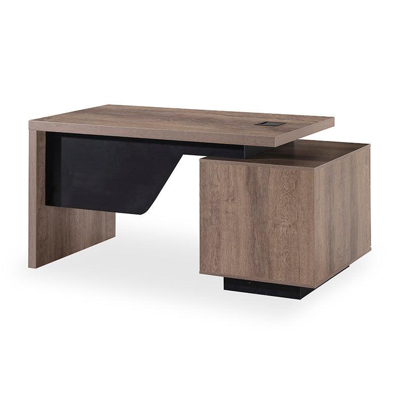KELLEN Executive Desk with Left Return 1.6-1.8M - Warm Oak & Black - Furniture Castle